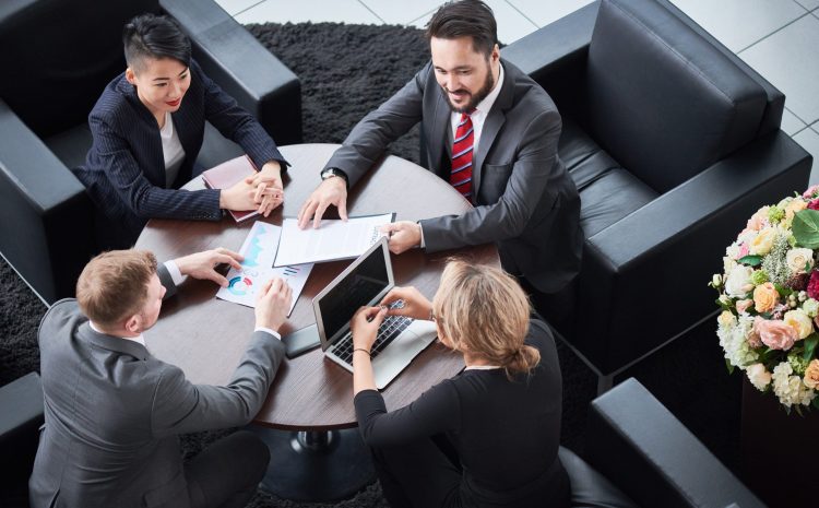 Business team discussing business project together at a meeting